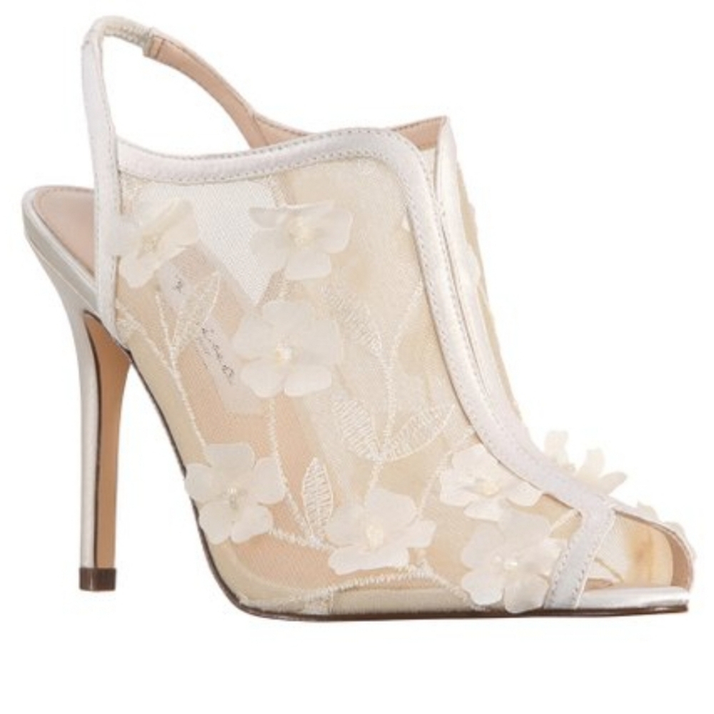 Nina (Meggin Ivory Floral Mesh) Heels